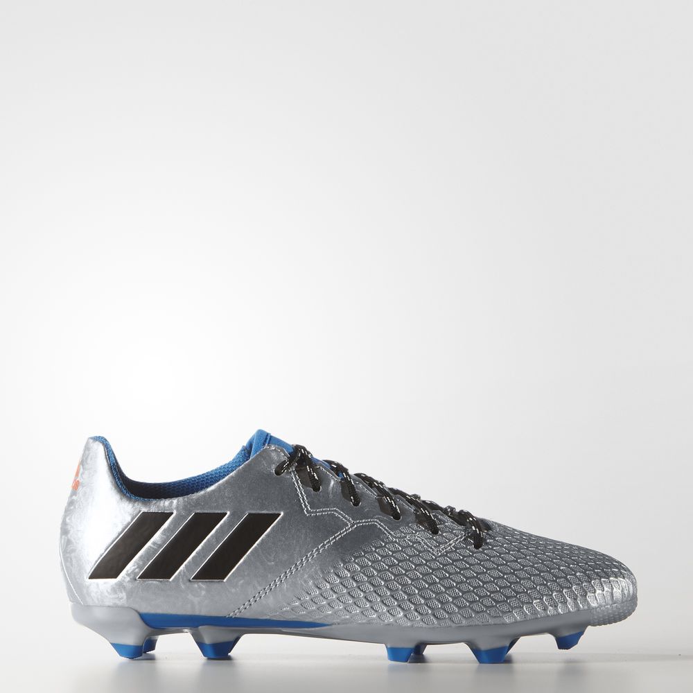 Adidas Messi 16.3 Firm Ground - ποδοσφαιρικα παπουτσια για αγορια - Ασημι Μεταλλικός/Μαυρα/Μπλε,Μέγε